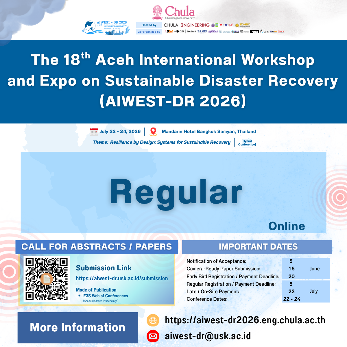 The 18th Aceh International Workshop and Expo on Sustainable Disaster Recovery (AIWEST-DR 2026) - Online (Regular)